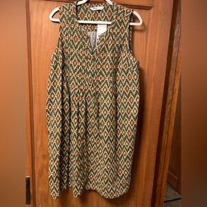 Sonoma Olive and Coral Patterned Dress